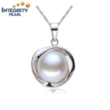 10-10.5mm Bread Round 3 Colors Fashion 925 Silver White Freshwater Pearl Pendant